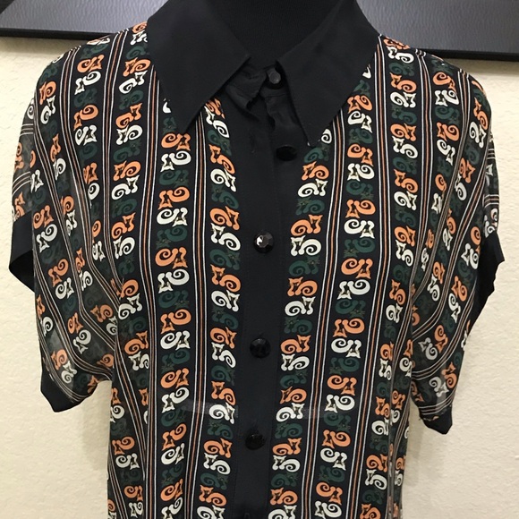 Worn Once - Anna Sui Cat Ruffle-Hem Silk Blouse - Picture 2 of 5